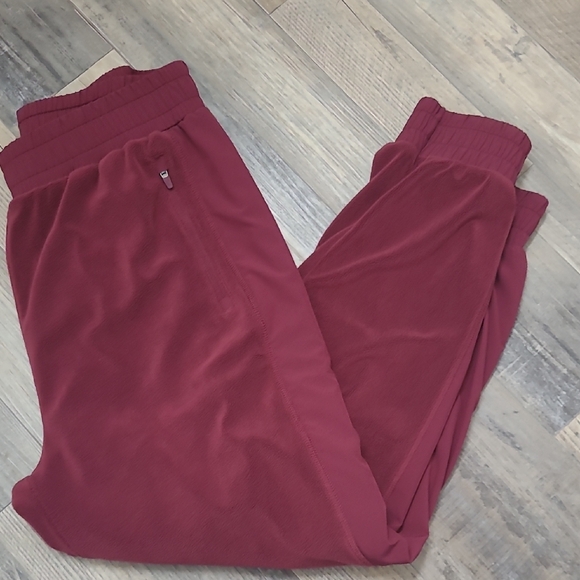ZYIA Pants - Zyia Active Size XL Maroon Fleece High Rise Athleisure Pants Pockets